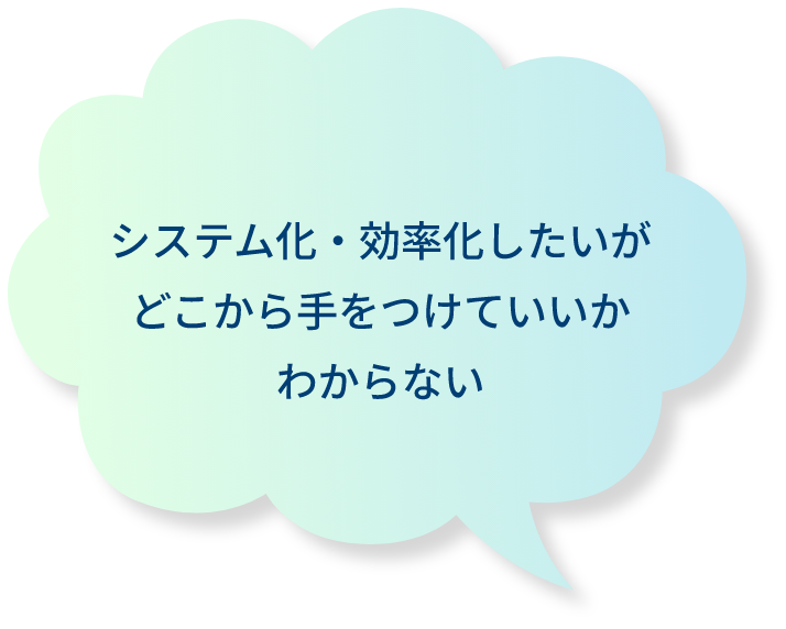 システム化・効率化したいがどこから手をつけていいかわからない